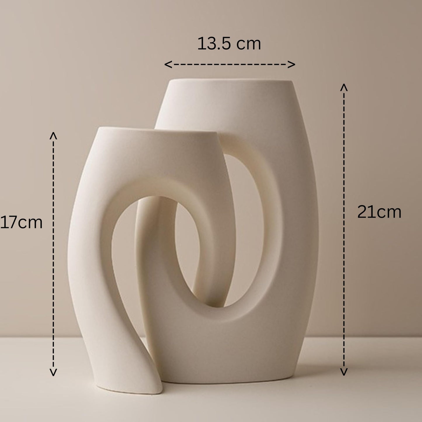 Modern Ceramic Vase Set of 2 – White Abstract Sculptural Vases for Home Décor, Table Centerpiece, Office & Living Room Decoration