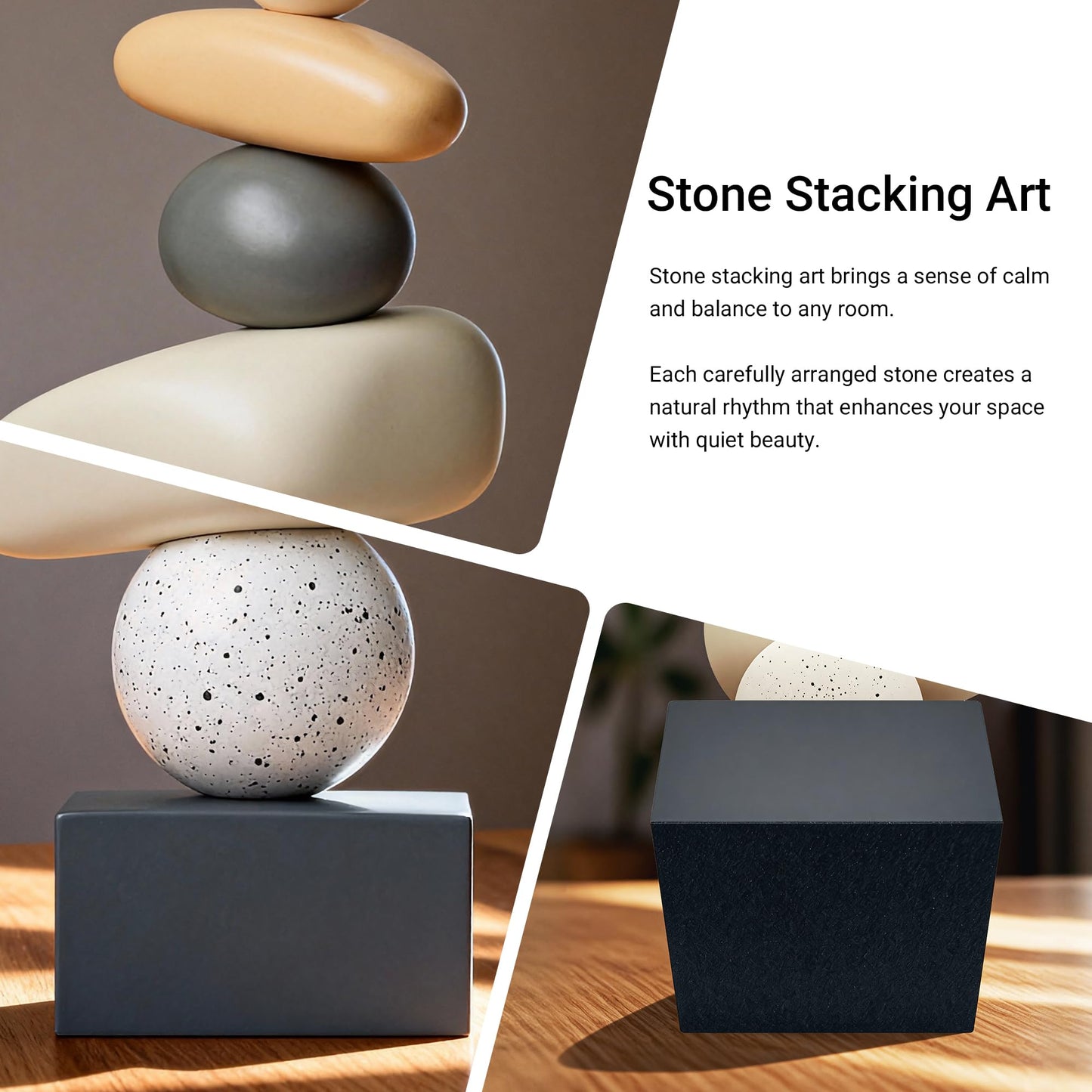 Aris & Juno Modern Abstract Resin Sculpture, Good Luck Stone Statue for Home Decor, Living Room, Office & Study – Contemporary Art Ornament for Good Fortune
