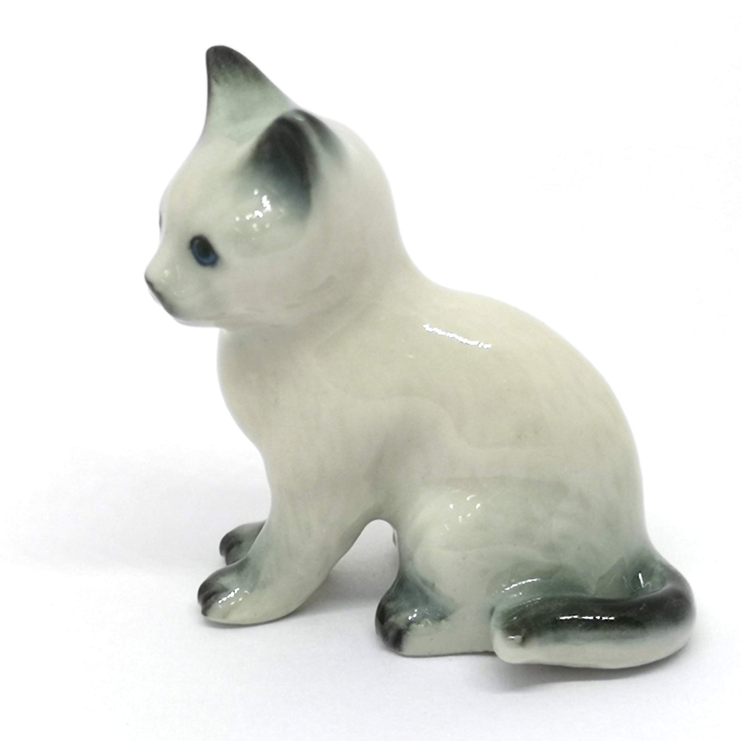 ZOOCRAFT Miniature Ceramic Cat Figurine, Hand-Painted Collectible Small Cat Statue, Handmade Animal Figurine for Home Décor & Gifts
