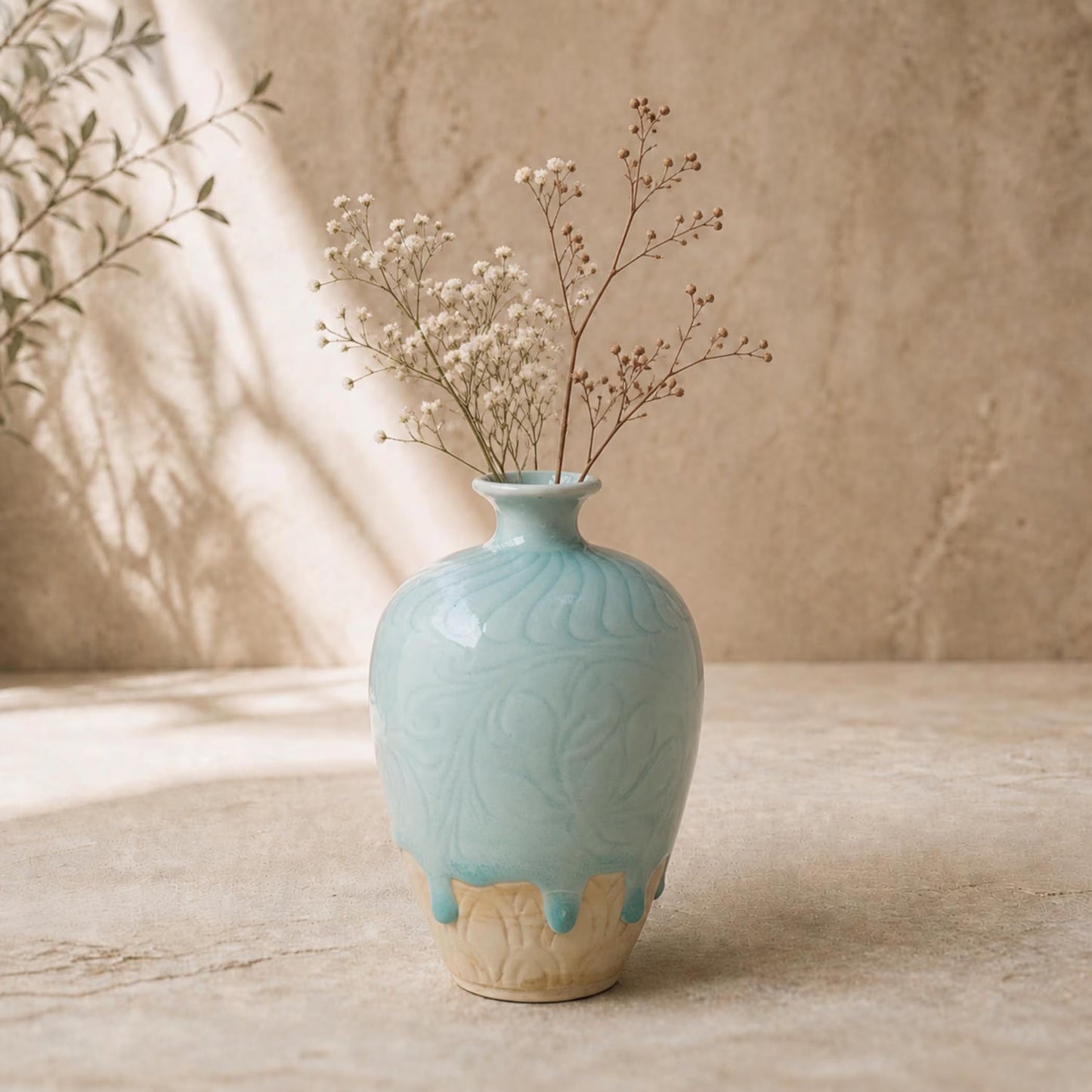 Flower Vase, 7” Handmade Celadon Bud Vase, Jade Green Ceramic Vase for Shelf Decor, Japandi Decor, Small Vase for Single Stem, Anniversary Present for Wife