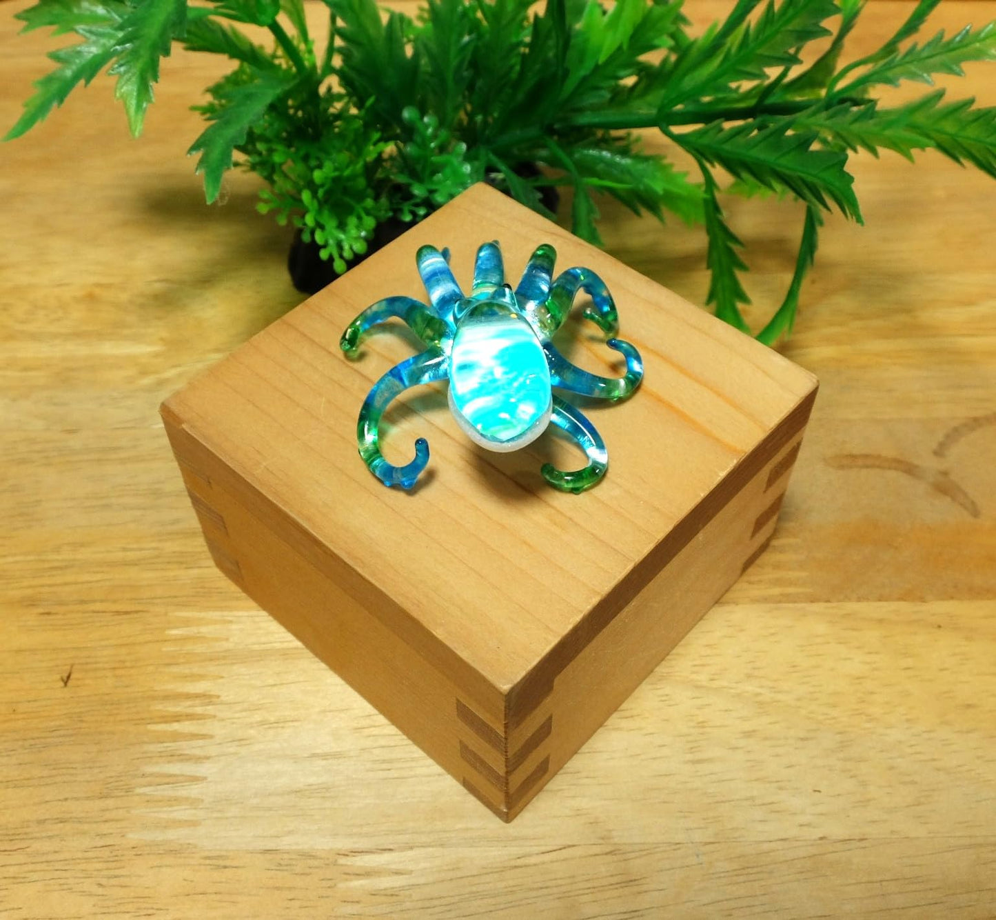 Handmade Mini 2" Blow Glass Ocean Blue Sea Animals Figurine Art, Octopus, Cool Stuff, Home or Garden Decor Gift Ideas