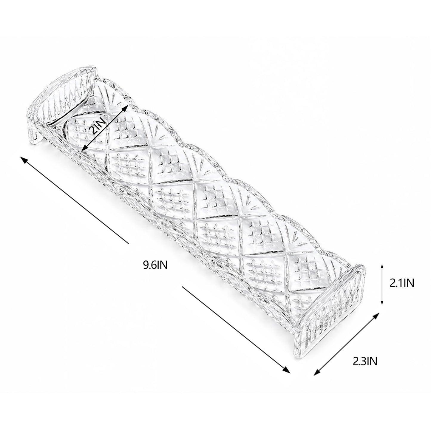 kanpura Clear Cracker Tray for Serving, Snack Dish, Crystal Serving Tray for Crackers, Appetizers, Snacks & Entertaining, Rectangular Crystal Platter for Home Party & Holiday