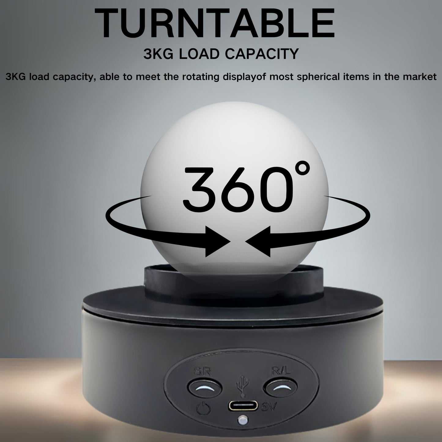JAYEGT Bowl-Shape Motorized Rotating Display Stand ,5.2 inch/ 11Lbs Load , 360 Degree Electric Rotating Turntable for Photography Products, Especially Suitable for Balls, Gemstones, Crystals -Black
