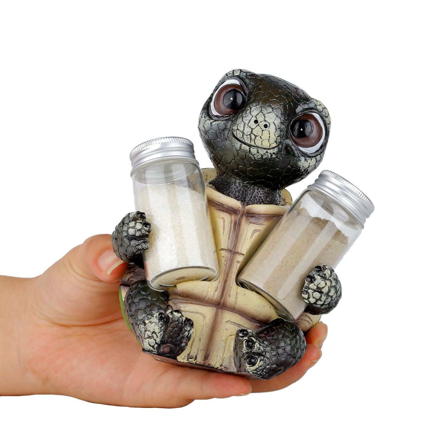 Cute Sea Turtle Salt and Pepper Shaker Holder with Glass Jars – Nautical Resin Spice Caddy for Kitchen Table & Coastal Decor, Cute Farmhouse Kitchen Decor Accent