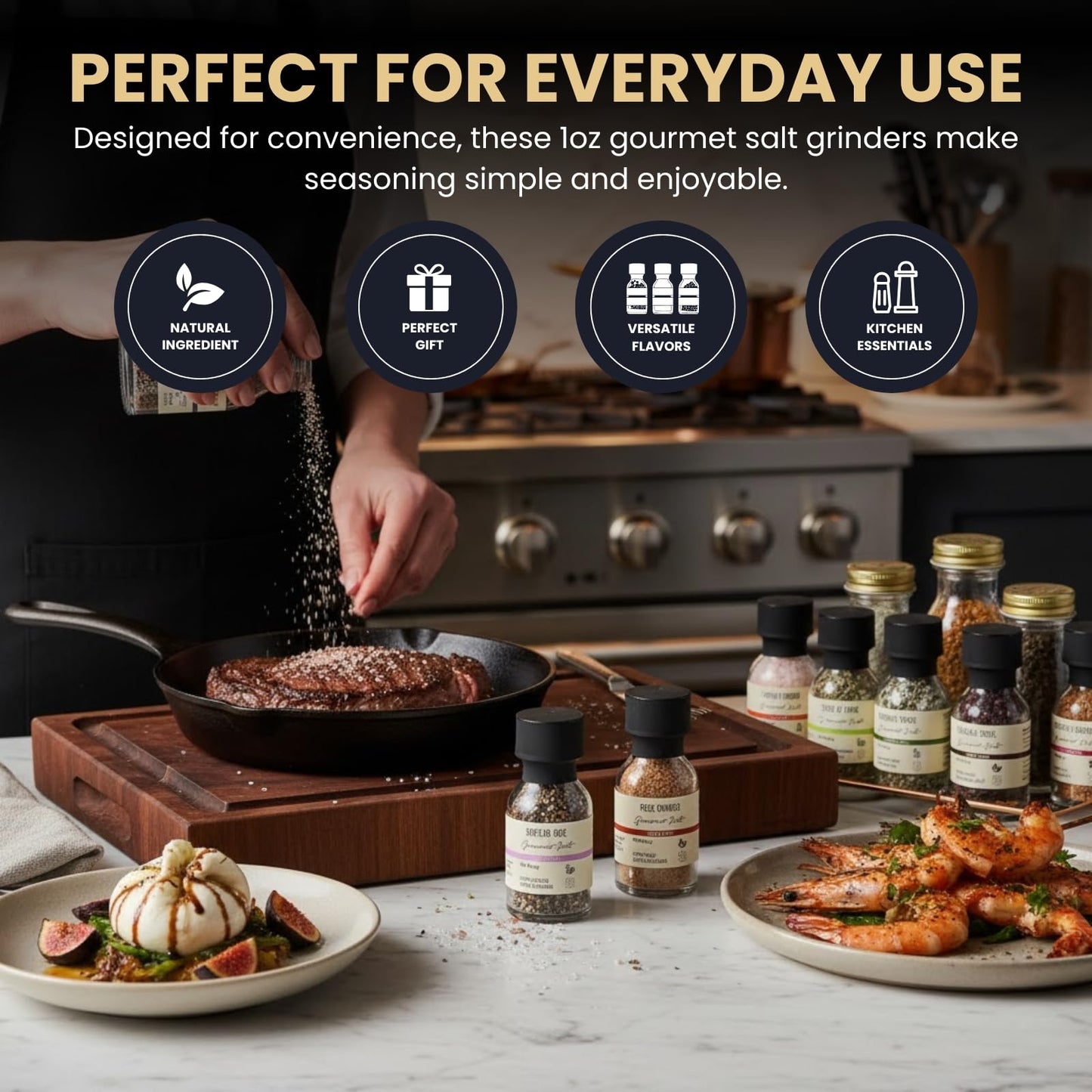 Gourmet Salt Sampler Collection 20 Pack - Premium Seasoning Gift Set, Includes Truffle, Smoked, Garlic, Merlot & Sriracha, Vegan Spice Blends for Cooking, Grilling & BBQ, Culinary Kit for Foodies
