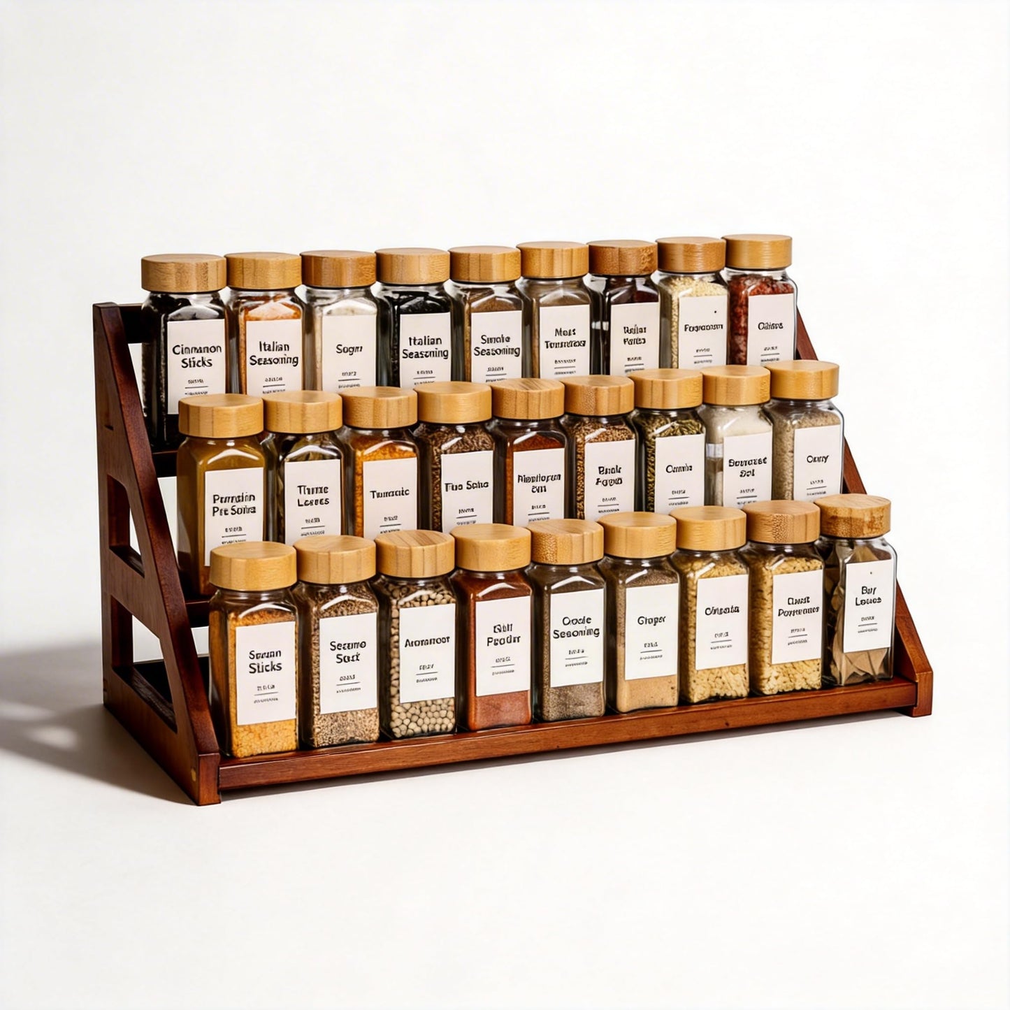 MNADSFKJ Bamboo 3 Tier Spice Rack,Spice Organizer for Cabinet/Countertop