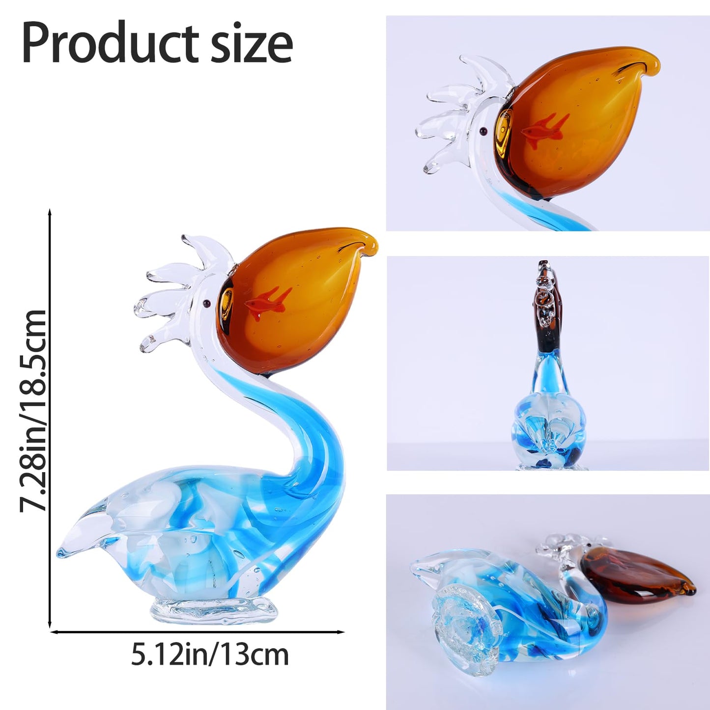 DOVDOV Hand Blown Glass Sculpture, Blue Glass Bird Figurine, Modern Home Decor piece, Perfect for Display on Living Room Bookshelves, mantelpieces, TV Stands, or entryway Tables.