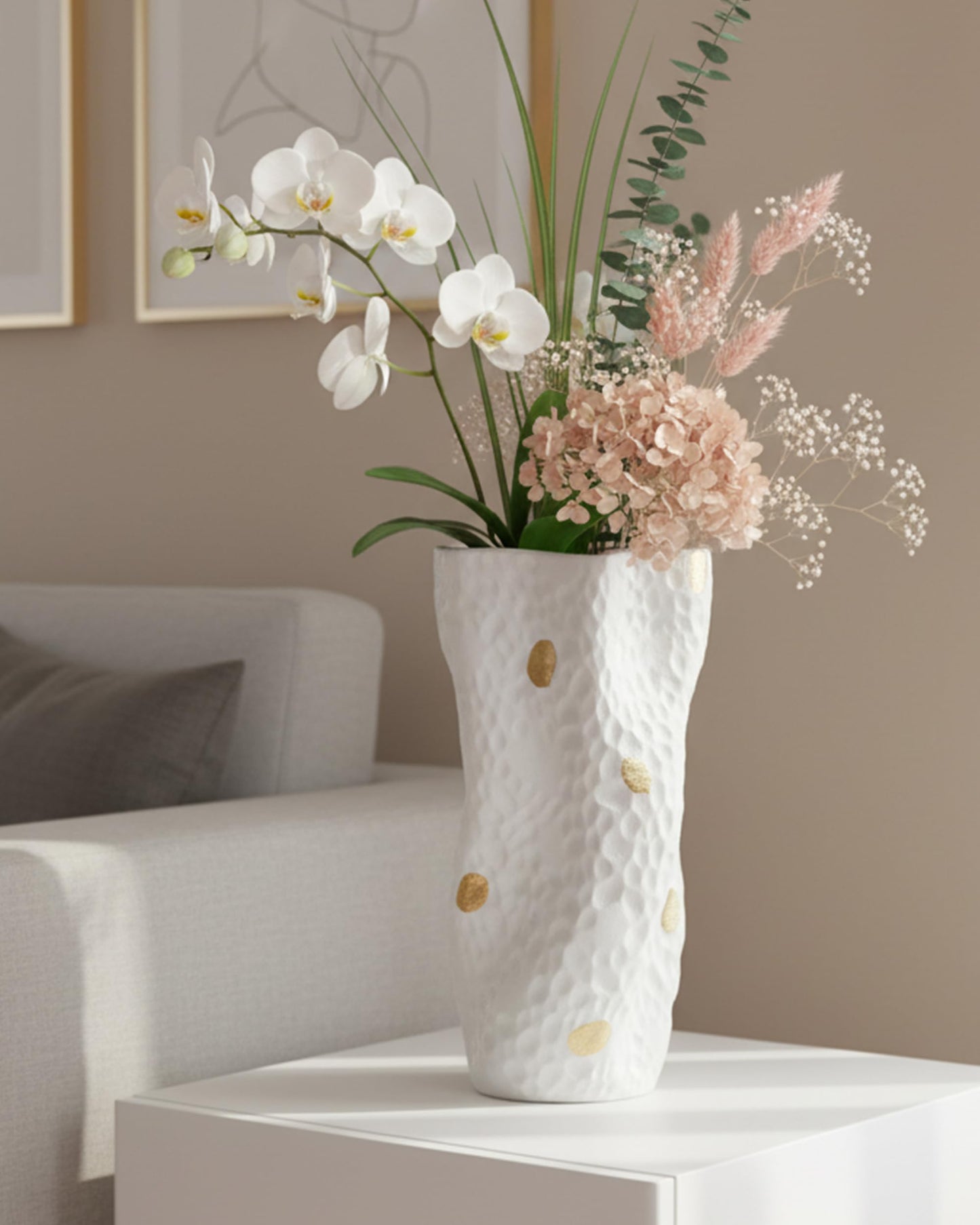 OOSTONEE Ceramic Vase for Home Decor - 10 Inch Unique Design Organic Nature Shape, Modern Farmhouse Decor, Coffe Table Flower Vases for Centerpieces, Entryway Table
