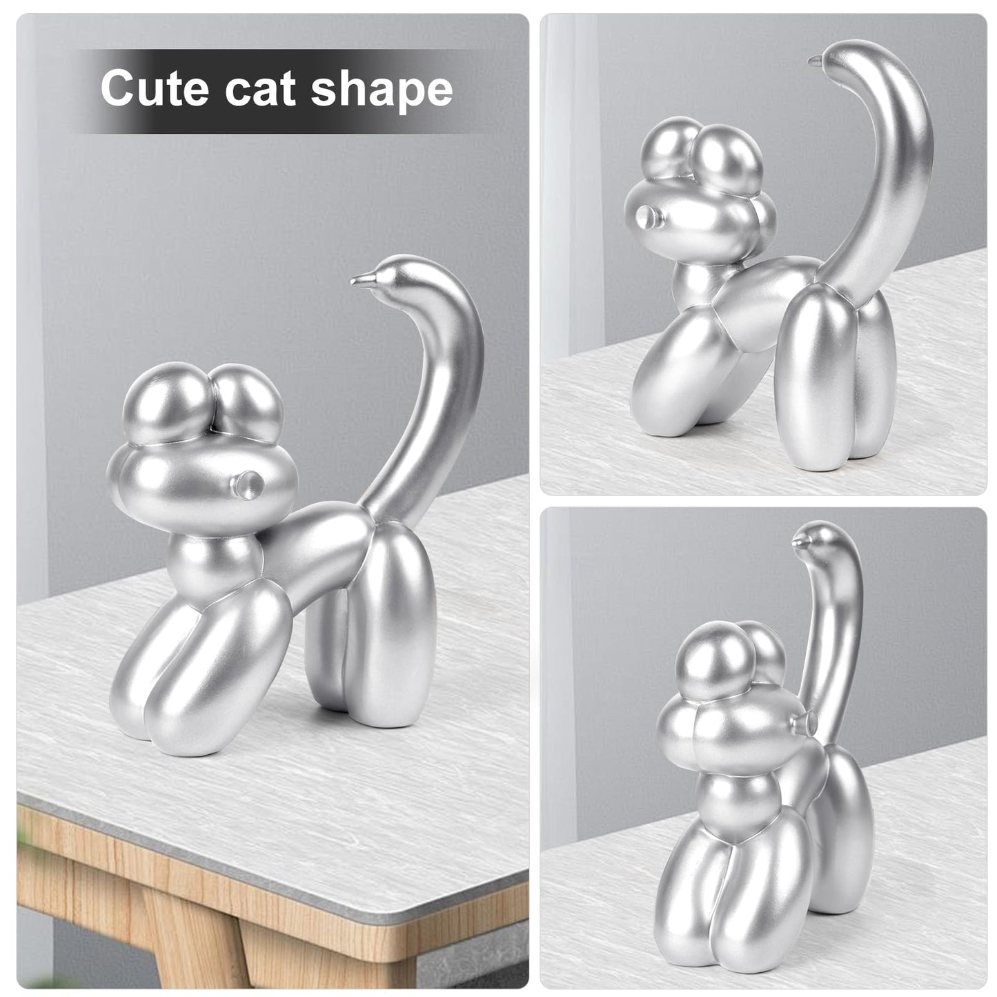 VOFSTAND Balloon Cat Decor, 7.8 Inch, Silver