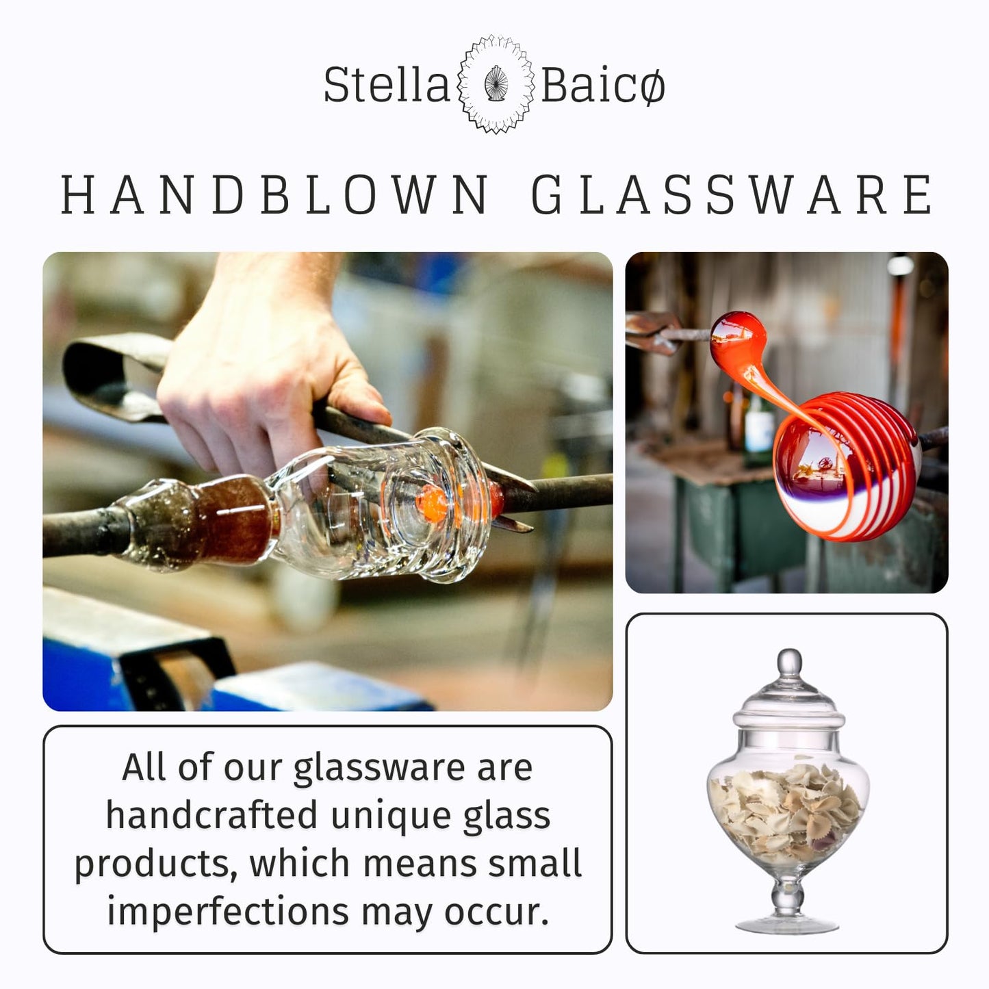 Stella Baic Small Heart-Shaped Glass Apothecary Jars with Lids, Clear, 28 Fl. Oz (9" H x 5" D), Perfect for Candy Buffet, Home Decor, Bathroom Storage, Wedding Party