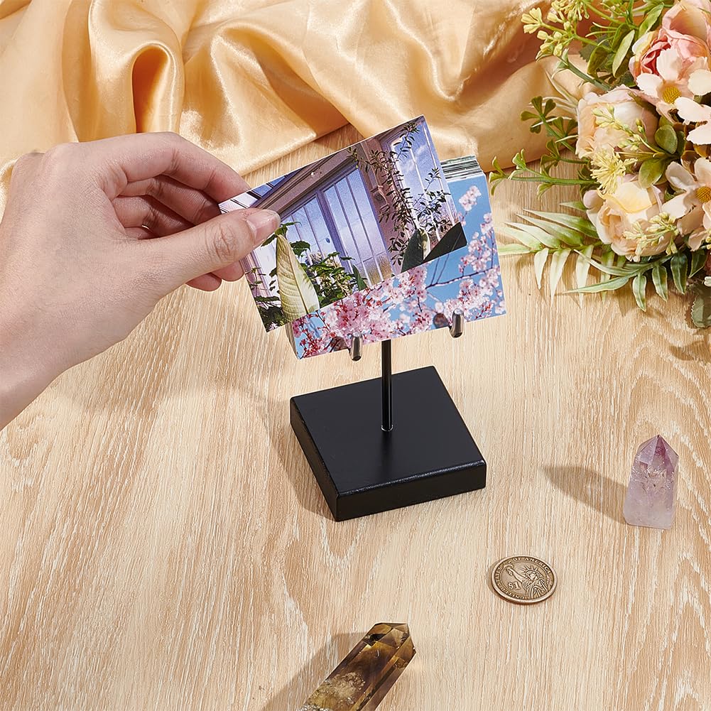 NBEADS Rock Display Stand, 2.58x2.58x4.92 inch Metal Crystal Display Holder Mineral Specimen Display Easel Holder for Gemstones Geodes Mineral Agate Home Office Decor, Black