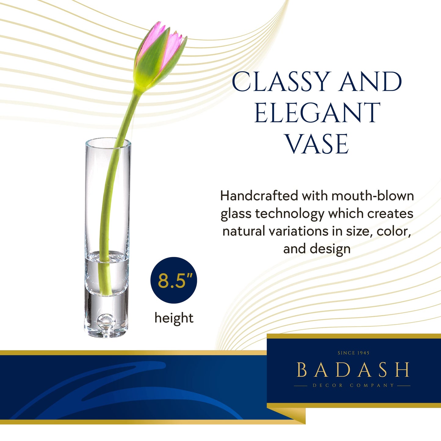 Badash Galaxy Crystal Decorative Flower Vase Centerpiece, 8.5 Inch