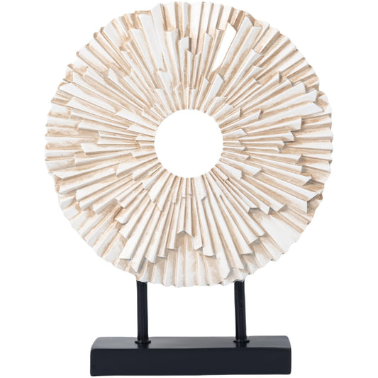 CECKQUE Minimalist Round Statue Above Cabinet Decor Kitchen, Modern Decorative Sculpture Home Decorations for Living Room Coffee Table, Office Decor Items, Center Pieces Decoration (White)
