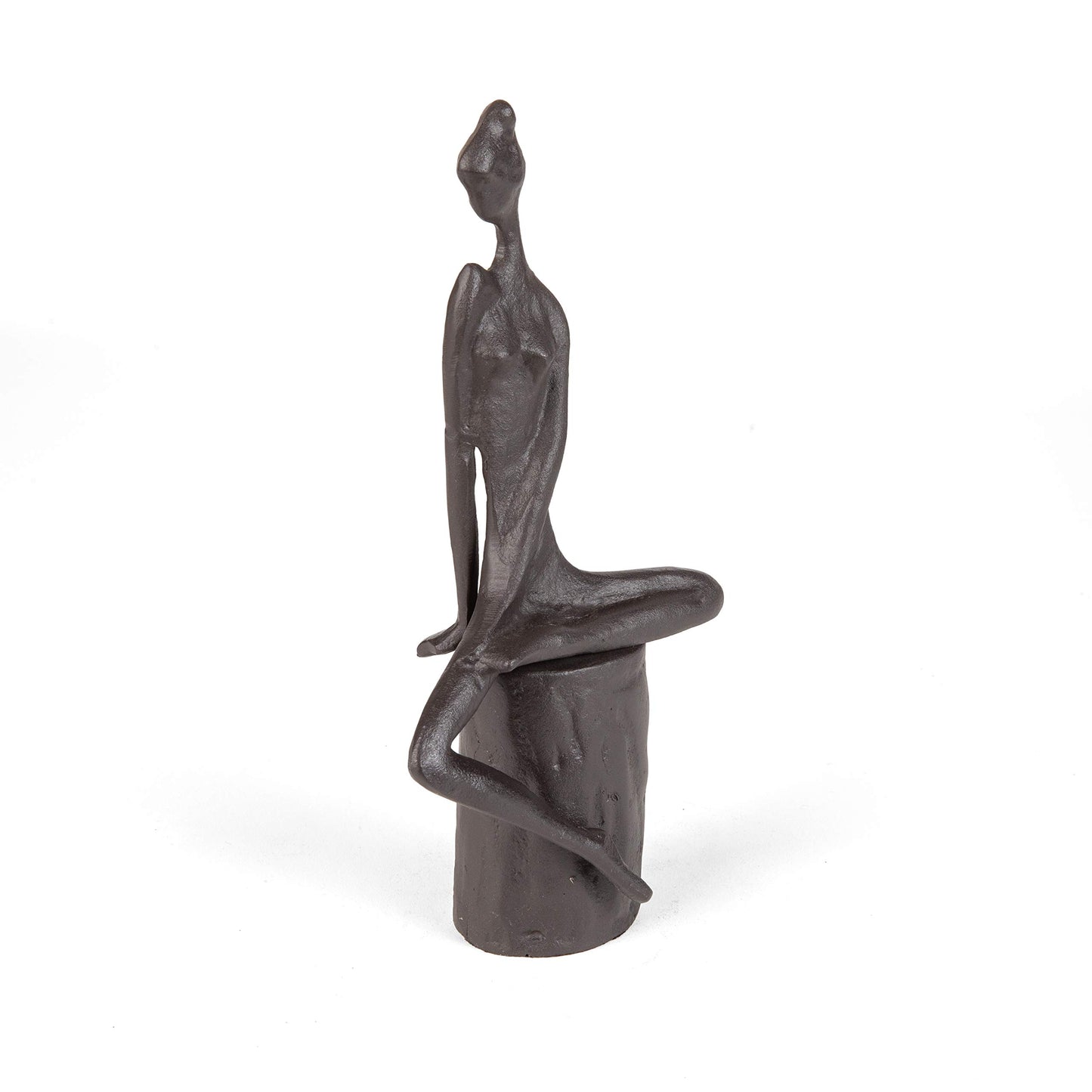 Danya B. Woman in Reflection Cast Iron Sculpture | Contemporary Metal Art Shelf Decor | Thinking Figurine - Brown