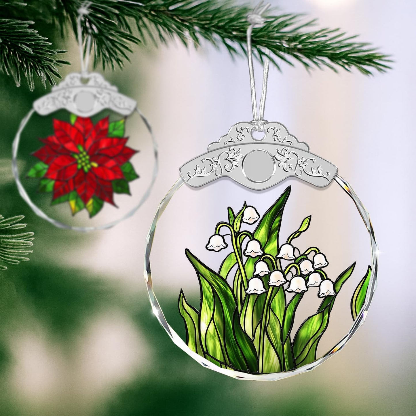 Giftelix Glass Ornament - Lily of the Valley - Car Hanging Decoration - Elegant Home Decor Accent - Unique Birthday Gift for Mom Grandma Wife Friends Sisters - Must-Have for Home