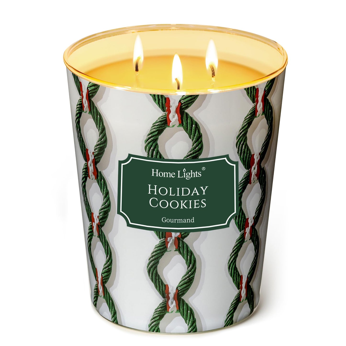 HomeLights Holiday Cookies Scented Candles | 34oz Soy Candles Rustic Modern 3-Wick Large Candle Jars | Ideal Candle Gifts for Events, Home Decor Stress, Relief & Relaxation