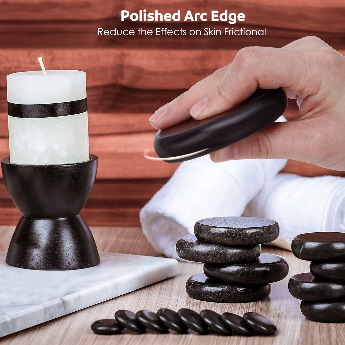 Granpay 20PCS Hot Stones for Massage with Warmer, Hot Stones Massage Set with Warmer Kit Basalt Hot Rocks Massage Stone for Spa Warming Therapy Pain Relief