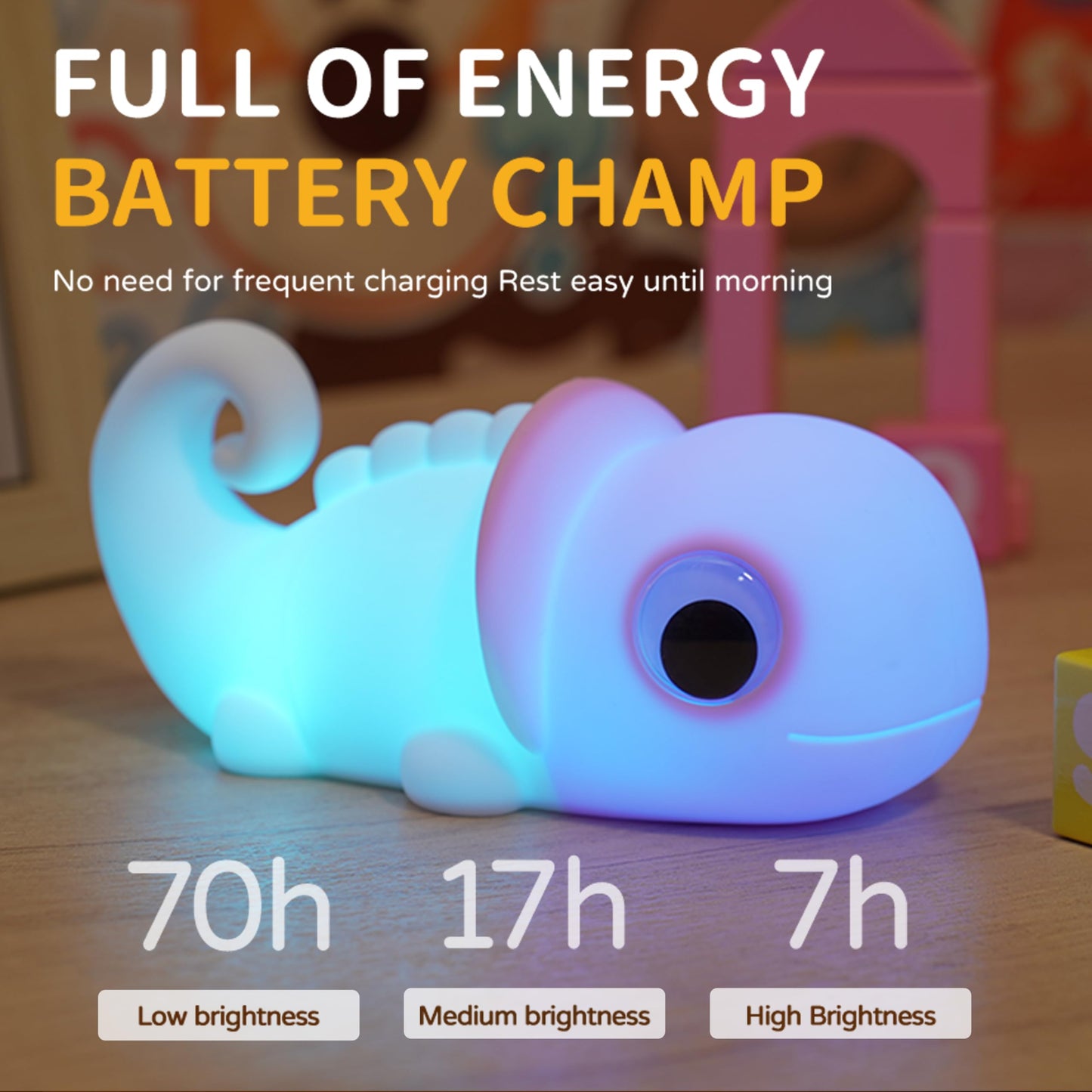 Myratts Night Light for Kids, Cute Soft Silicone Chameleon Lamp, Dimmable Timer Nursery Portable Kawaii Lamps, Bedside Lamp for Baby Toddler Adult(Chameleon - Blue)