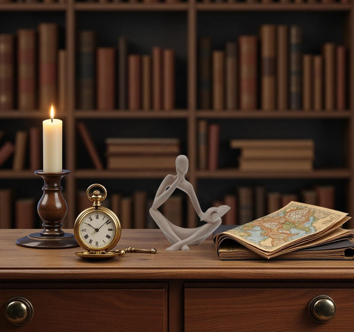 ZMLOOK "Reading Woman Thinker Sculpture is a Modern Abstract Decorative piece, a Favorite Among Book Lovers and Thinkers, Suitable for Placement in Living Rooms, Offices, and bedrooms. (Sandstone B)