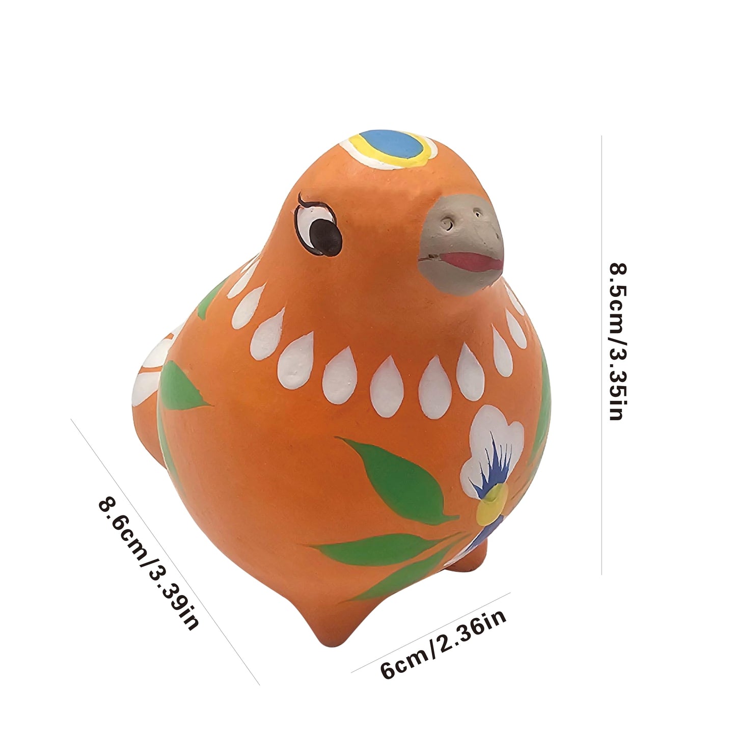 Qecueoua Decorative Clay Bird Figurines Hand-Painted Folk Art Design Collectible Smal Figurines Holiday Birthday Couples Friend Unique Gift Idea Decorative Home Art Table Bring Good Luck (Orange)