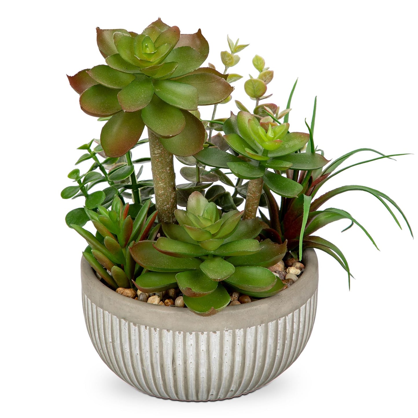 DILATATA Small Faux Plant Assorted Fake Succulents Plants Faux Succulents Arrangement Cement Potted Desk Plants Small Fake Plants for Home Table Office Bathroom Shelf Living Room Decor