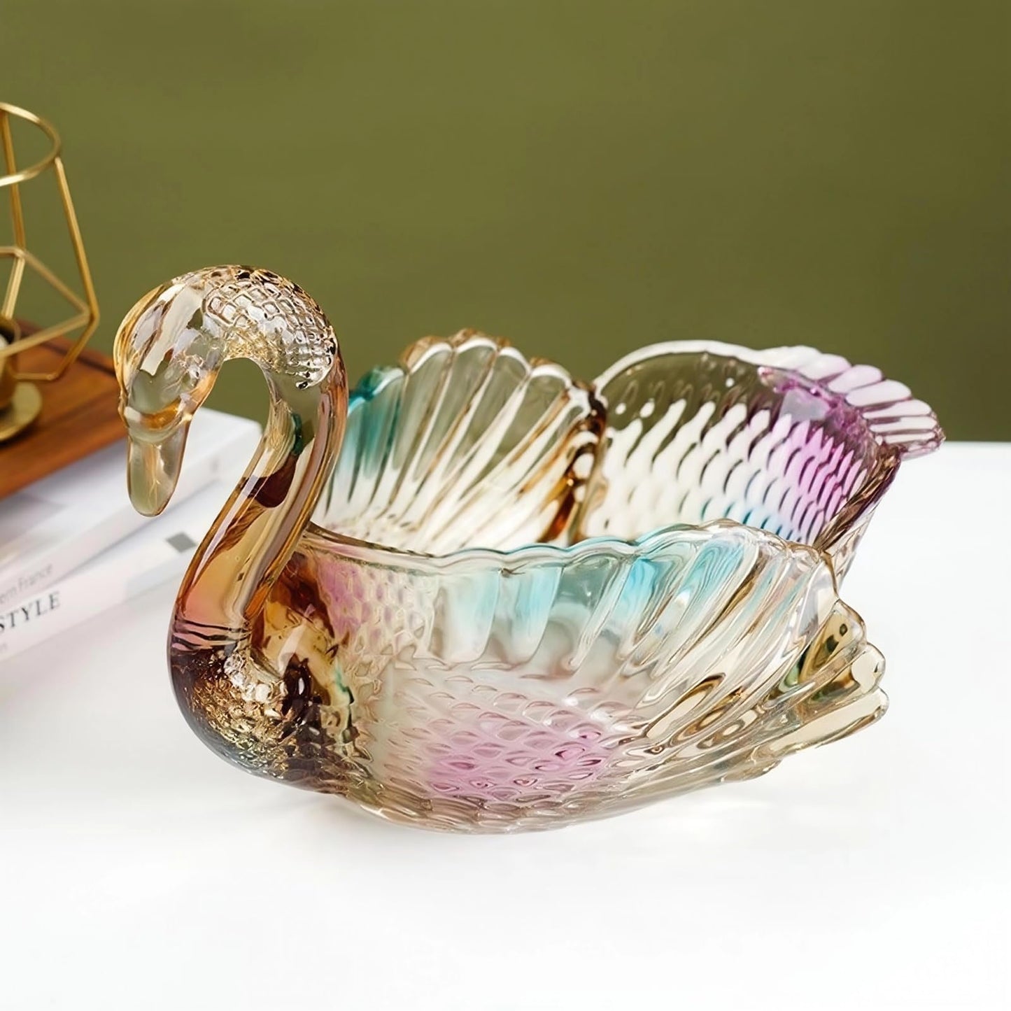 Falytemow Swan-Shaped Candy Dish Swan Design Fruit Bowl Dessert Snack Plate