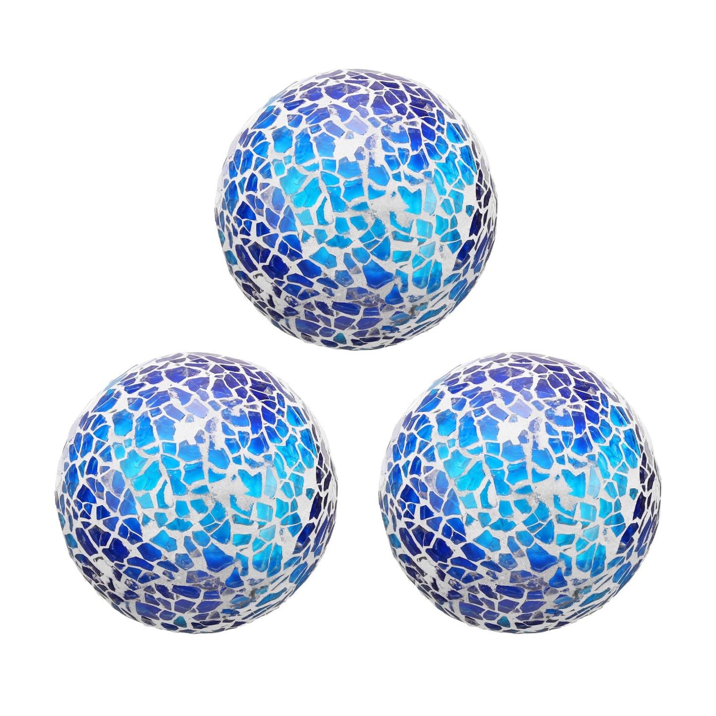 UXCELL 3 Pcs Decorative Glass Orbs 2.36 Inch Centerpiece Balls for Decor, Deep Light Blue