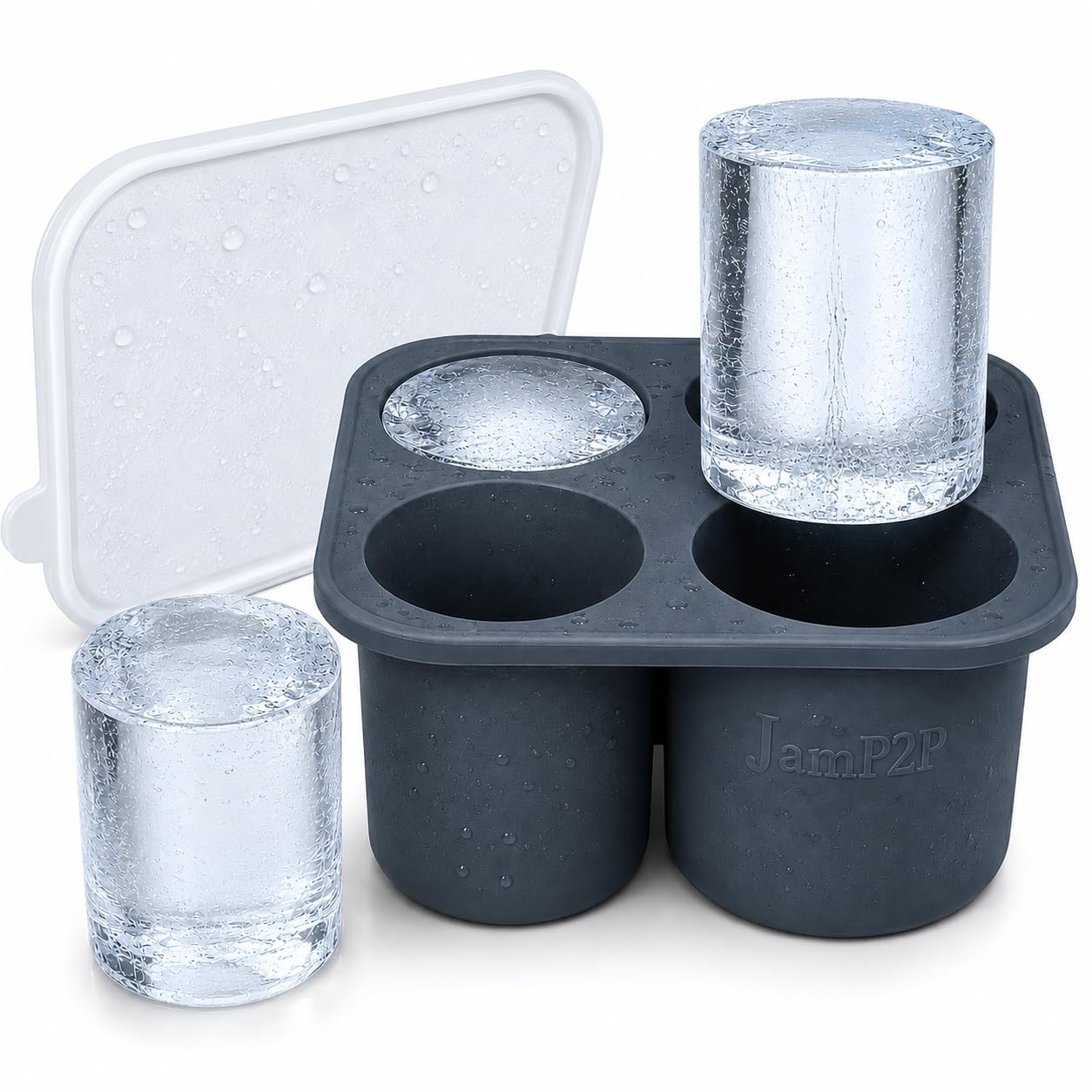 Large 2+ inch cylinder Ice Cubes for Tumblers, Stanley cup accessories, Silicone ice cube tray, makes solid slow melt cubes for cocktails, travel and sport water bottles, Whiskey, popsicles molds