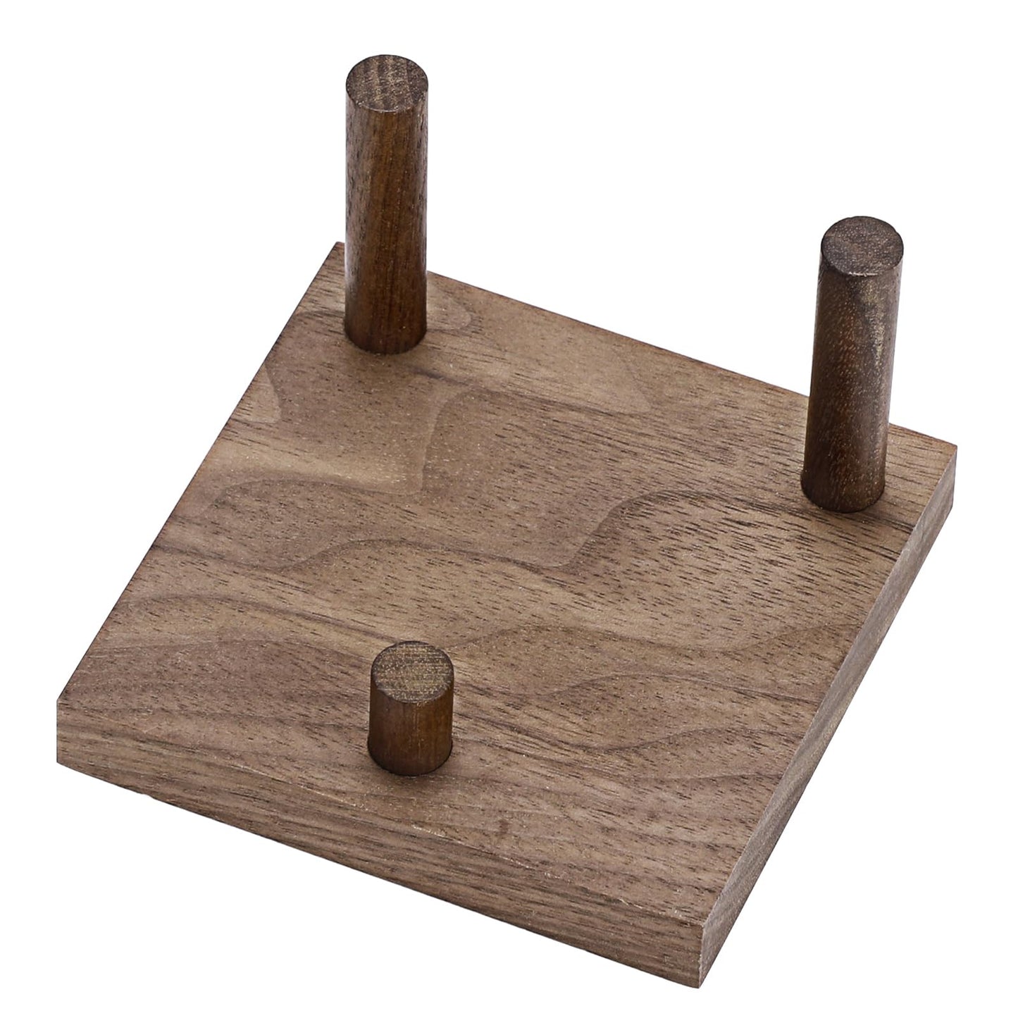Hipiwe Rock Display Stand Three-Peg Display Easel Stands Walnut Wooden Crystal Rock Holder for Fossil Coral Geodes Rock Mineral Agate, Crystal Display Stand with Square Base, Large