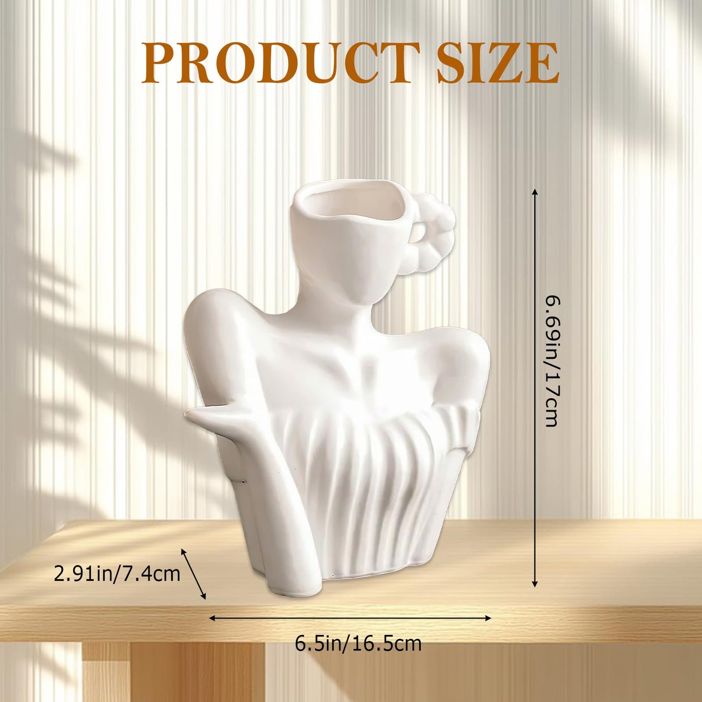 Ceramic Body Vase, Modern Artistic Human Shape Flower Vase for Decor, Small White Vase for Table, Shelf, Living Room, Office, Bedroom