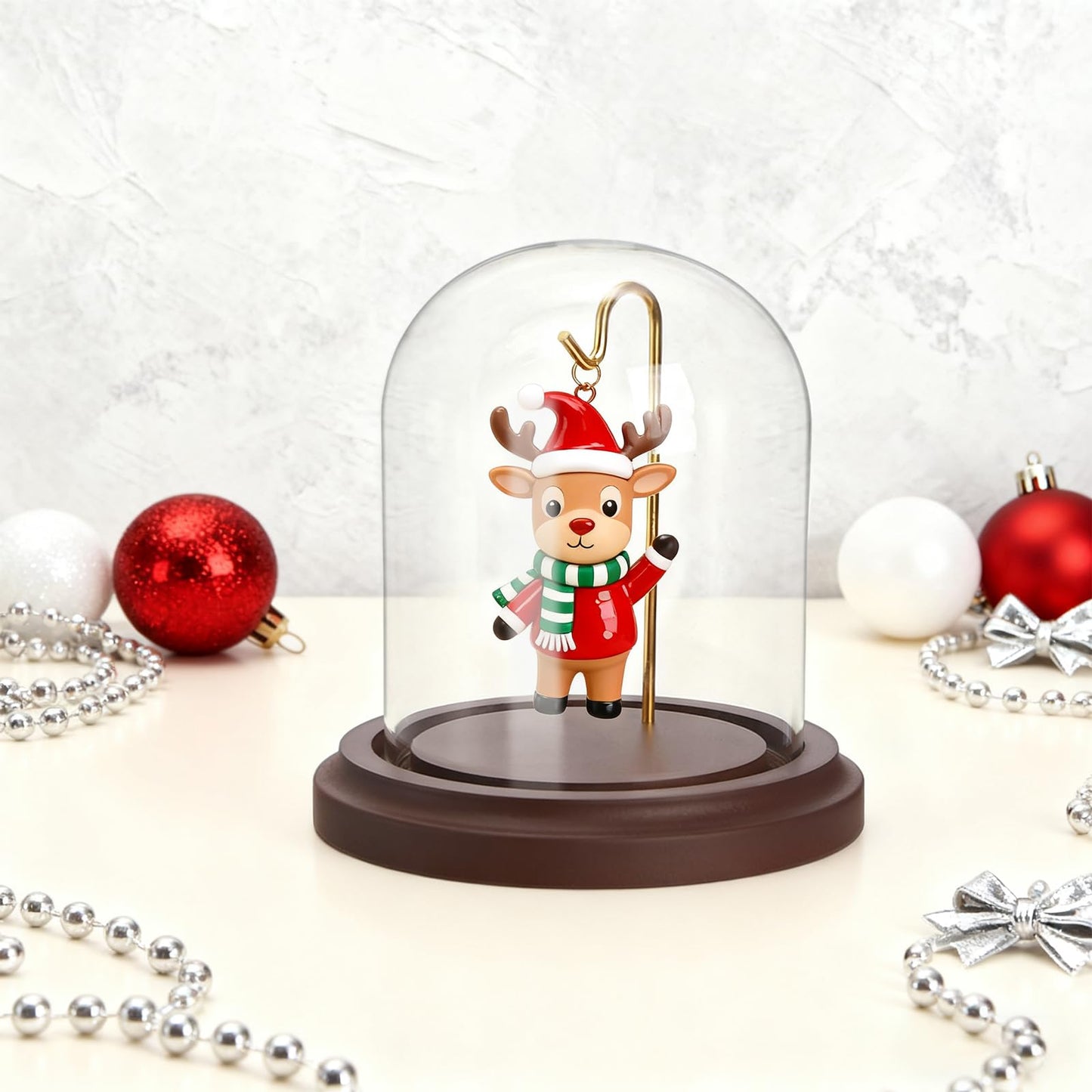 ZOOFOX 2 Pack Pocket Watch Glass Display Dome, Clear Glass Display Cloche with Hook and Wooden Base, 3" x 4" Decorative Bell Jar for Watch Plants Medals Photos Collectibles