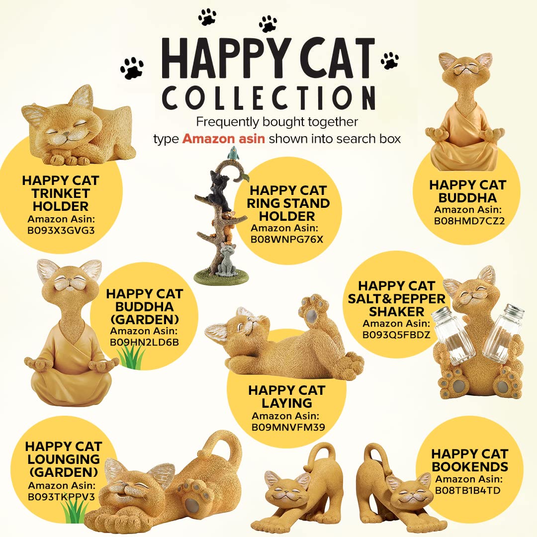 Stretching Orange Cat Figurine – 3 Inch Cute Cat Statue, Yoga Cat Decor for Home, Desk or Shelf, Rustic Cabin Style Animal Figurine Gift for Cat Lovers