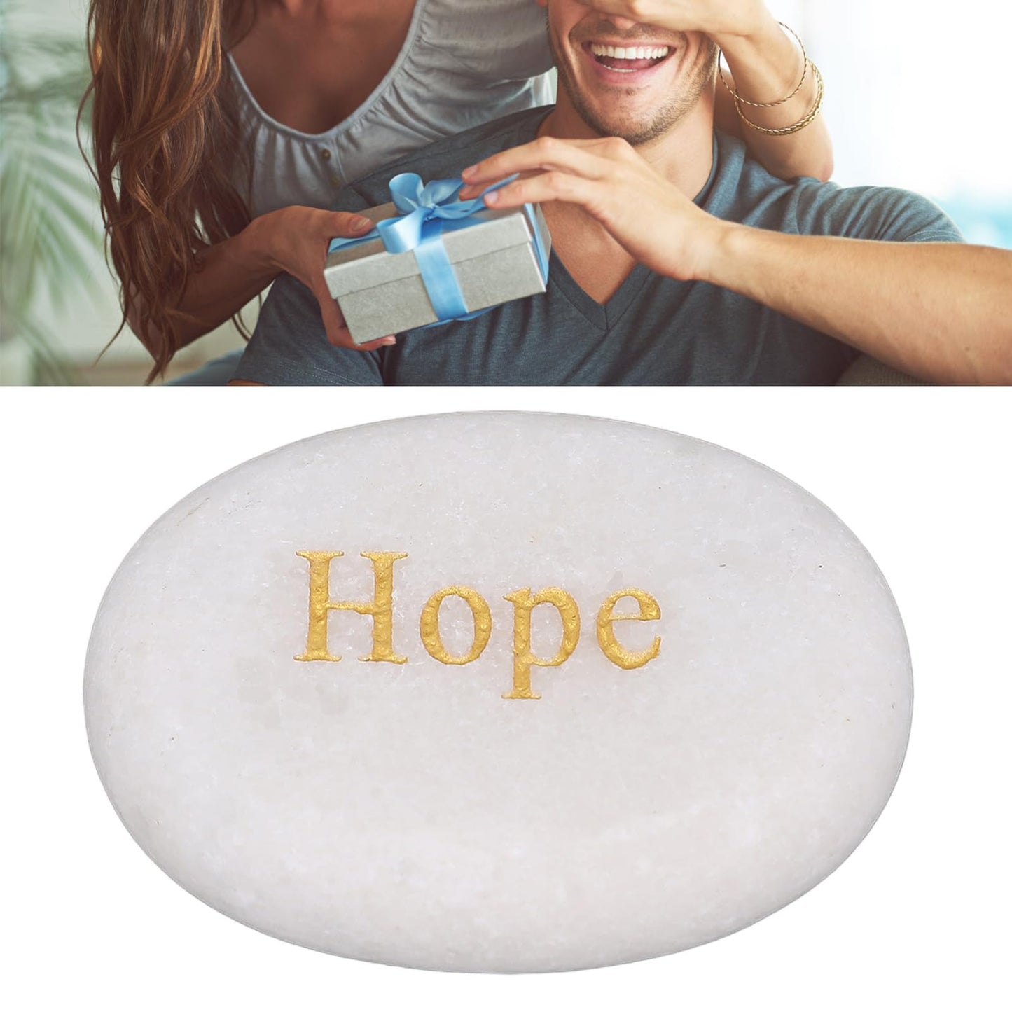 TOPINCN Engraved Inspirational Stone, Encouragement Motivational Marble, 3 Different Words Faith Rocks, Garden Stones, Meditation Amulets for Home Decor and Gifting, Palm Sized