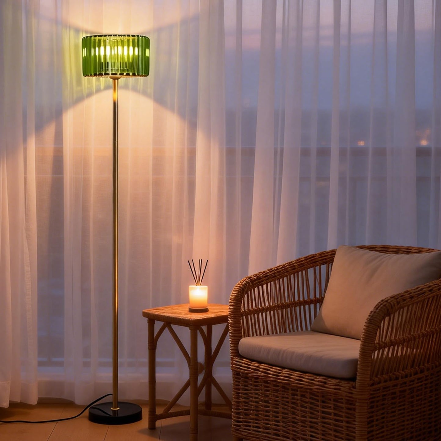 Asmymhd Modern Crystal Floor Lamp, Gold Standing Light with Green Crystal Shade, Mid Century Pole Lamp for Living Room, Bedroom, Corner Office (Gold and Green)