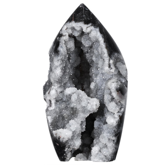 TUMBEELLUWA Sphalerite Geode Cluster Crystal Obelisk Tower for Shelf Desk Decor, Flame Shaped Crystals and Healing Stones Diffusers for Essential Oils, 0.66-0.88 LBS