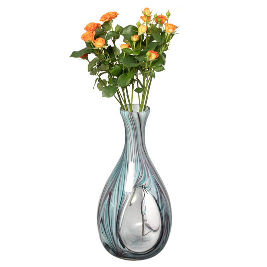 Uniquewise 16-Inch Multitone Glass Table Vase in Blue Hue - Minimalist, Decorative Boho Vase with Rustic Farmhouse Style, Home Decor - Living Room, Bedroom Table, Kitchen Shelf, or Office Desk Decor
