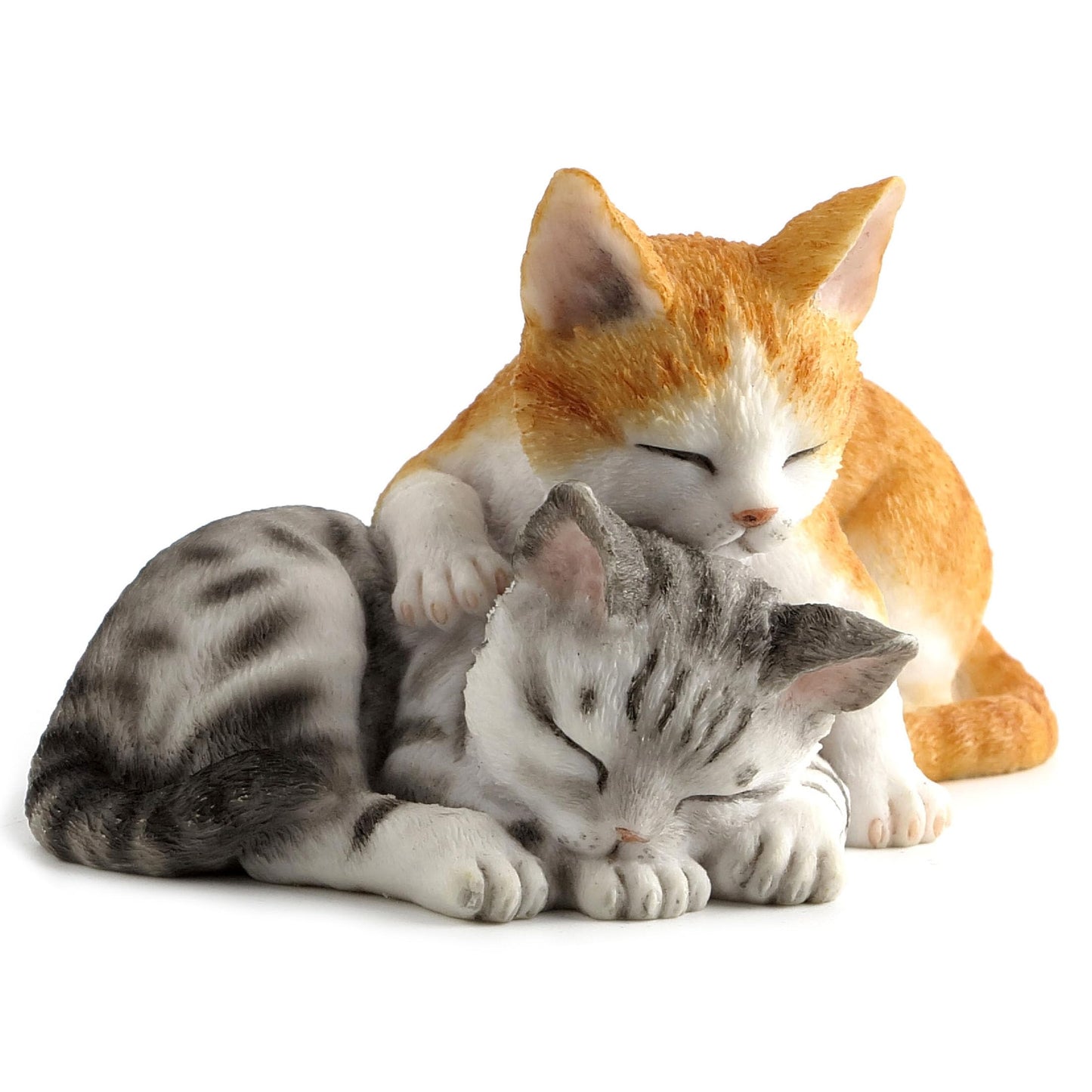 5.13 Inch Sleeping Tabby Kittens Decorative Figurine, Orange and Gray