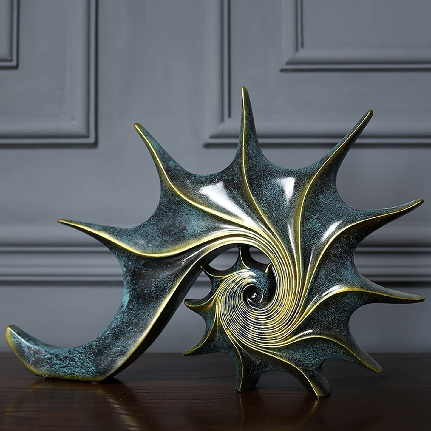 YUDIZWS Decorative Statue Shell Made Of Polyresin Modern Decorative Figure Sculpture Office Living Room To Decorate 40.5 X28 X 5.5cm,Blue