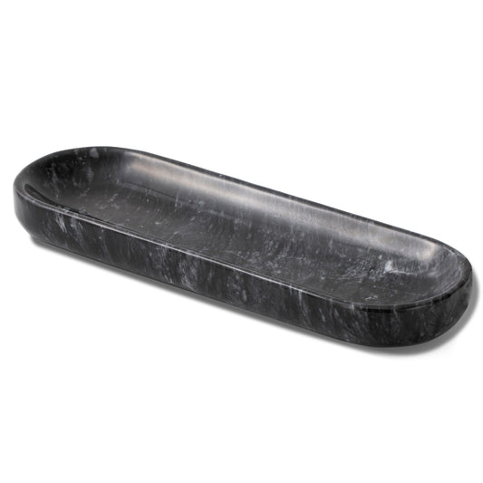 10.6’’ Marble Tray, Decorative Bowl for Home Decor, Natural Marble Key Bowl, Candy Bowl, Decorative Tray for Entryway Table, Vanity and Bathroom Countertop(Black)