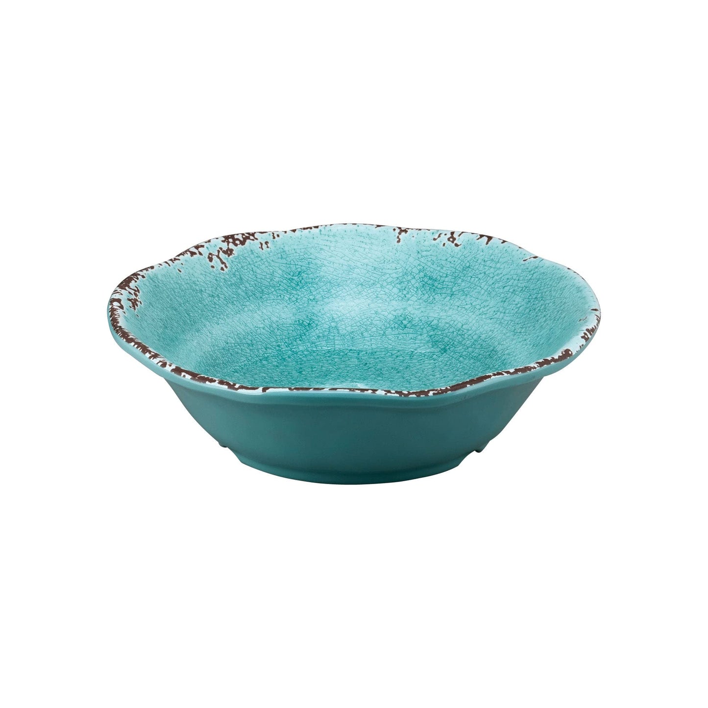 UPware Crackle Melamine Bowl Set, Flower Shaped Bowls for Pasta, Rice, Soup, and Salad, BPA-Free, Dishwasher Safe, Shatter-Proof, Blue, 7 Inch, Set of 6