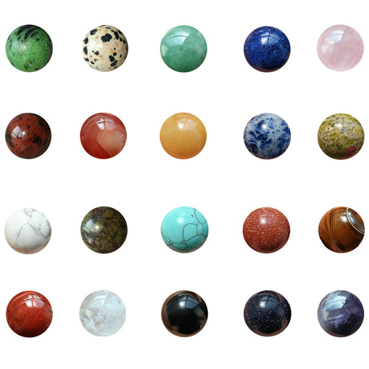 FHNP367 20Pcs 16mm Natural Stone Balls Healing Crystal Gemstone Spheres Polished Assorted Small Marbles, 20 Mix Colors of Stone, 1 for Each