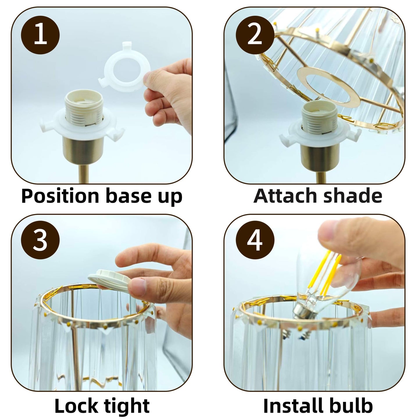 GDSZBYSM Gold Cordless Table Lamp, Rechargeable Battery Operated Lamp with 5200mAh & Stepless Dimming, Portable Crystal Glass Table Lamp for Living Room Bedroom Nightstand, Elegant Housewarming Gift