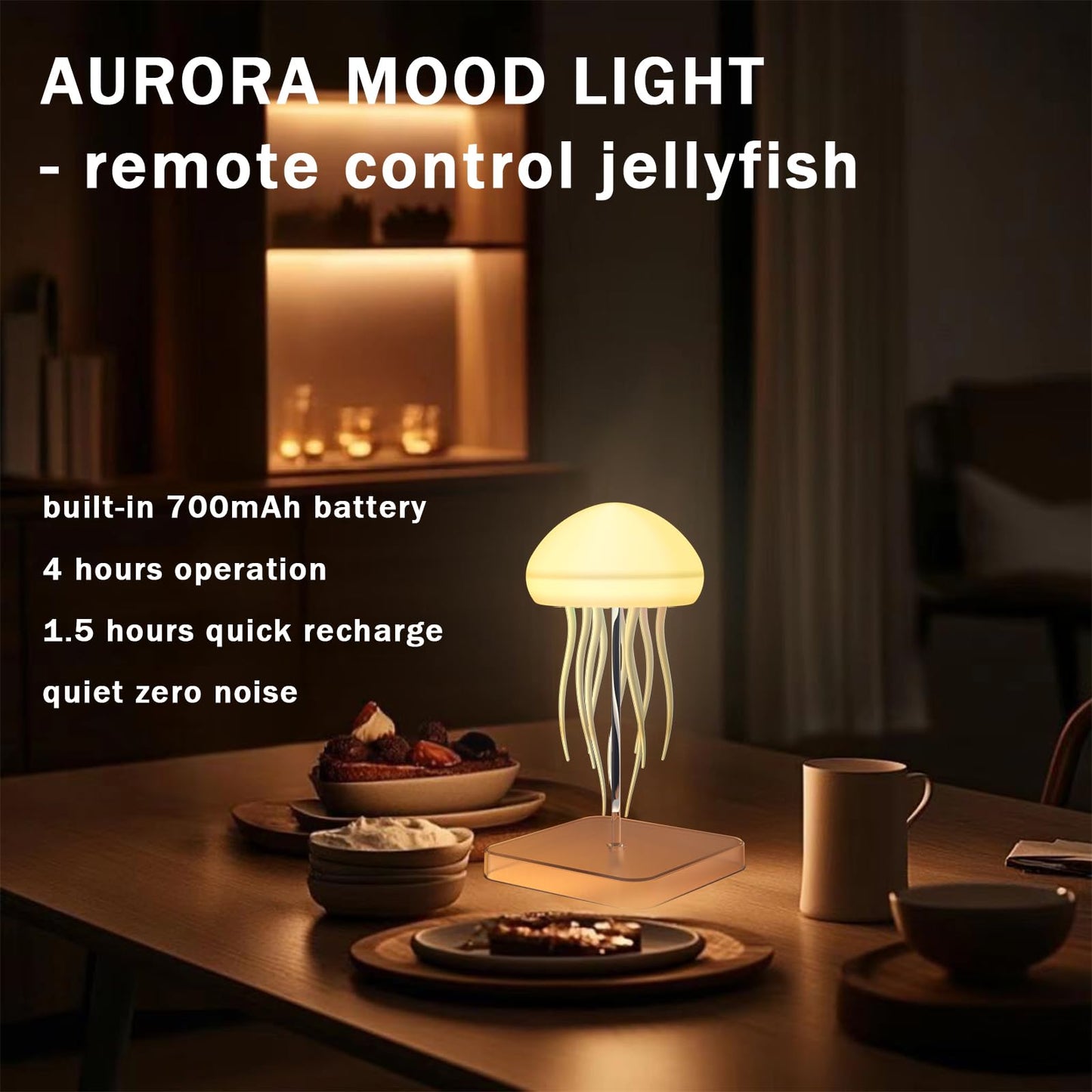 Camdii Jellyfish Lamp with Touch Sensor and Remote Control, Rechargeable Eye Friendly RGB Gradient Jellyfish Night Light as Desk Lamp, Table Lamp, Bedside Lamp or Christmas Gifts