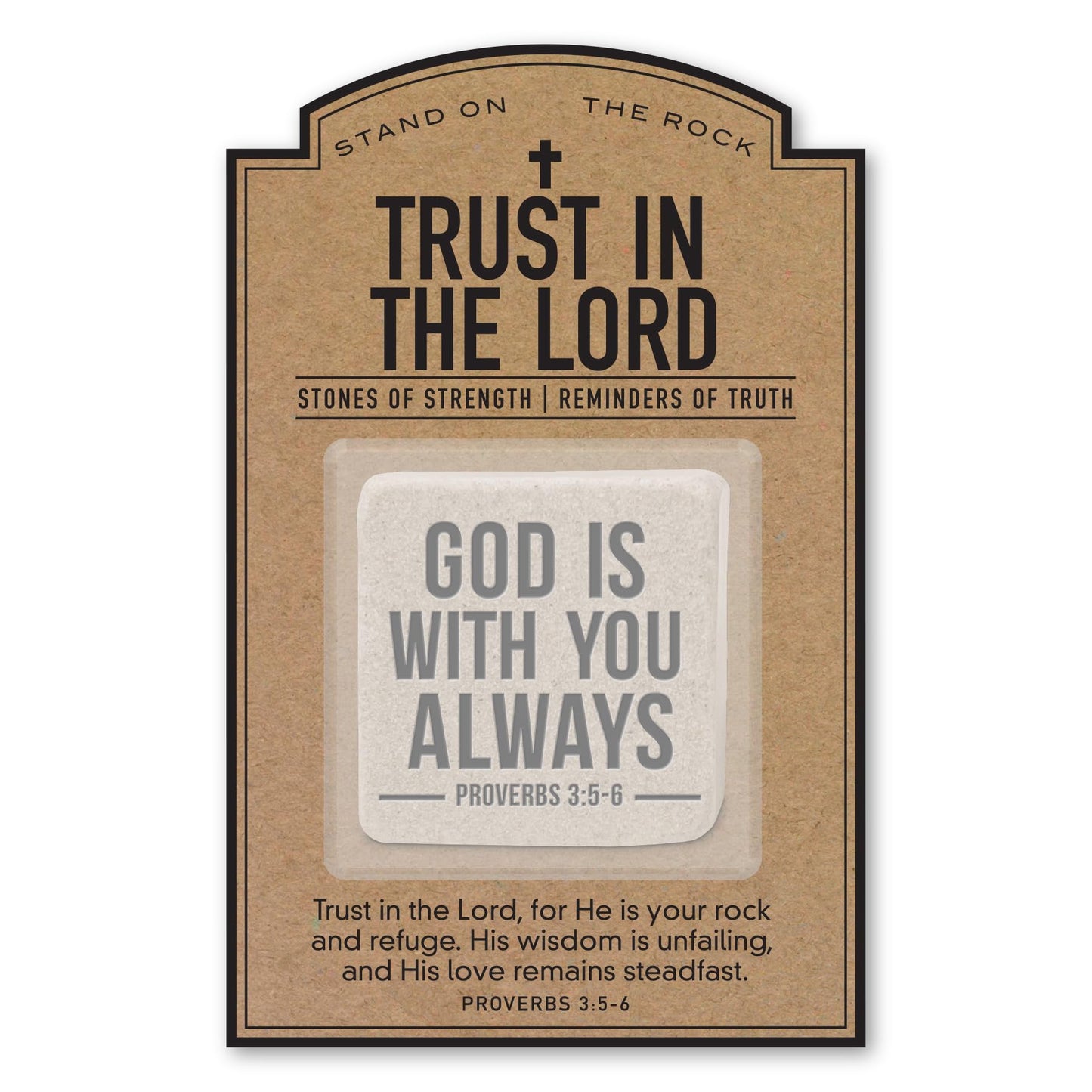 Lighthouse Christian Products Trust The Lord God is with You - 3.5 x 5.5 Pocket Stone with Card - Christian Encouragement Gift - Catholic Keepsake