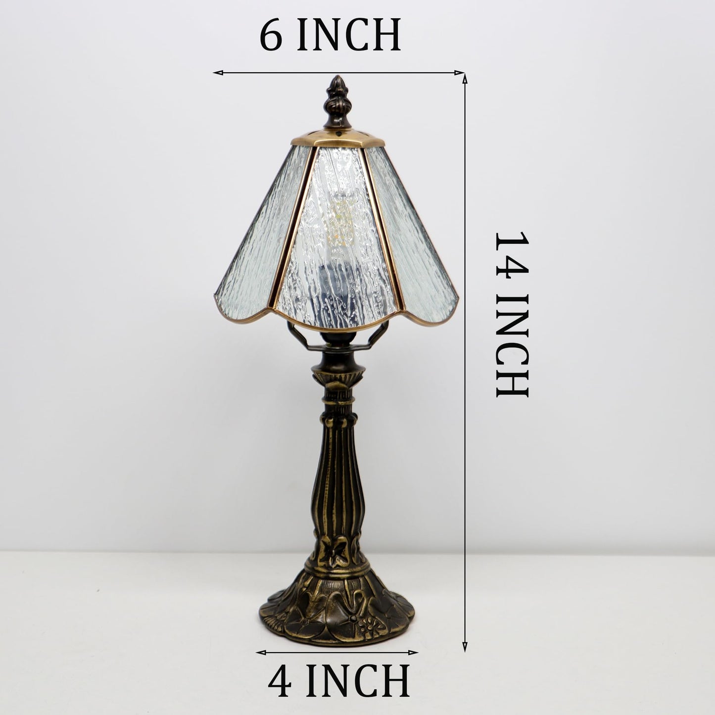 MQYXH Small Tiffany Style Table Lamp White Bark Stained Glass Lamp 14 Inch