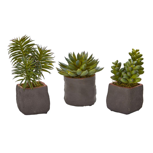 Nearly Natural Mixed Succulent Trio Artificial Plant (Set of 3)