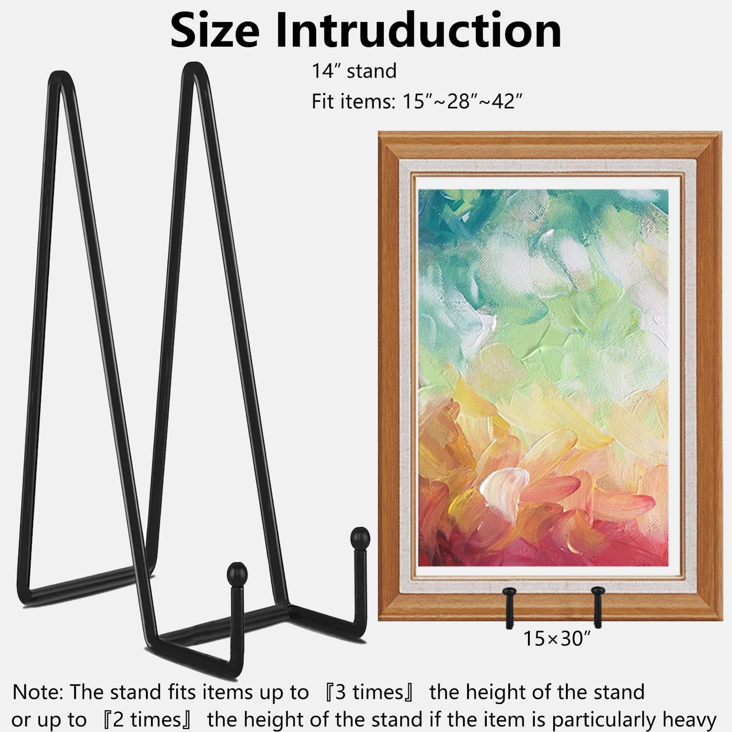 IBosins 5 Pack 14 Inch Plate Holder Display Stands, Large Metal Black Frame Stand for Picture, Book, Photo Easel, Creation, Collectibles