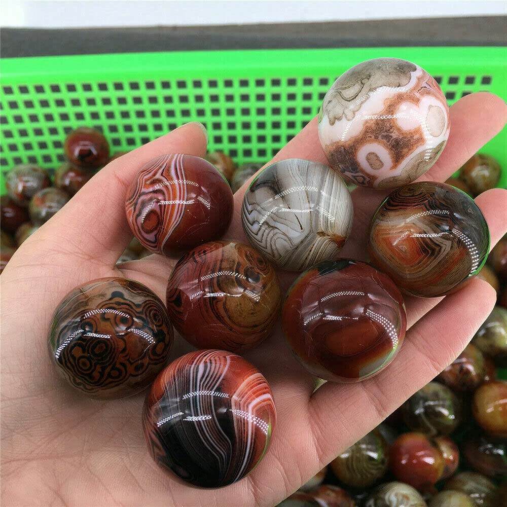 4pcs Natural Silk Agate Banded Ball Quartz Crystal Sphere Tumbled Gems Stone Dia.35MM(1.38inch)