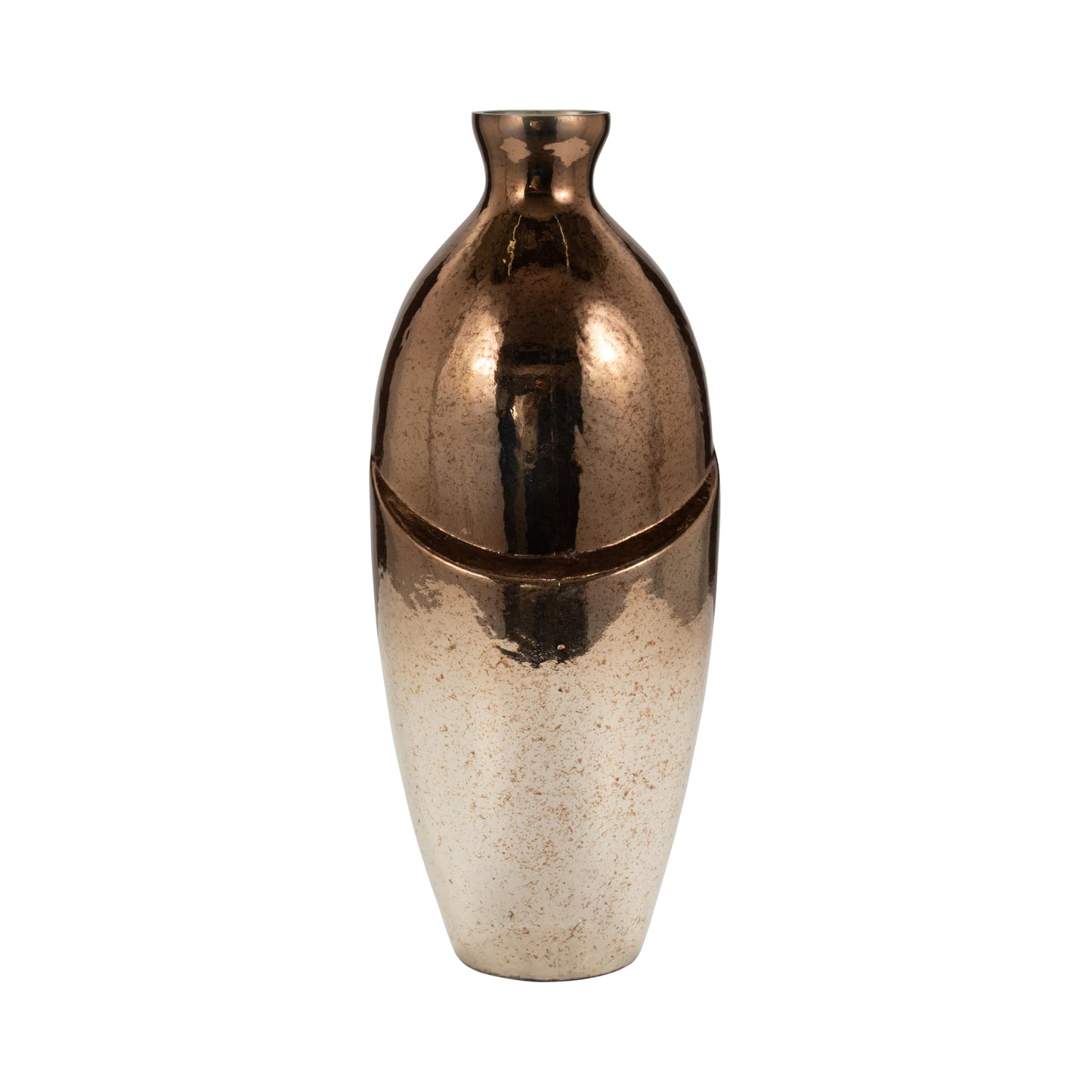 Sagebrook Home Modern Glass Vase - Unique Abstract Design - Handcrafted Metallic Glass - Luxury Decorative Accent for Home, Office, Living Room & Bedroom - 19" Copper & Bronze