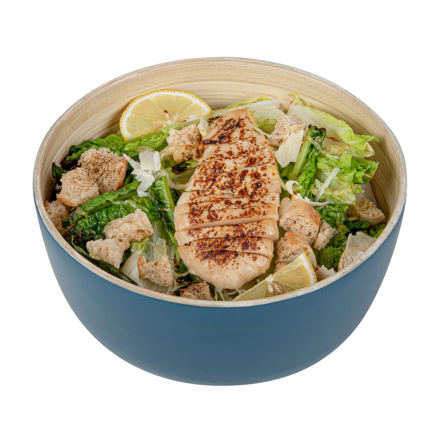 Restaurantware Bambuddha 15 oz Round Blue Spun Bamboo Small Salad Bowl - 7 3/4"" x 7 3/4"" x 4"" - 1 count box, RWB0630BL